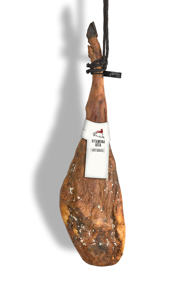 Jamón ibérico de bellota 100% raza ibérica entero con vitola y precinto Vitamina Jota
