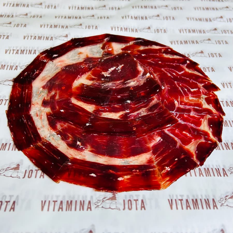 Jamón Ibérico de Bellota 50% Raza Ibérica. Ración de 80 gramos.